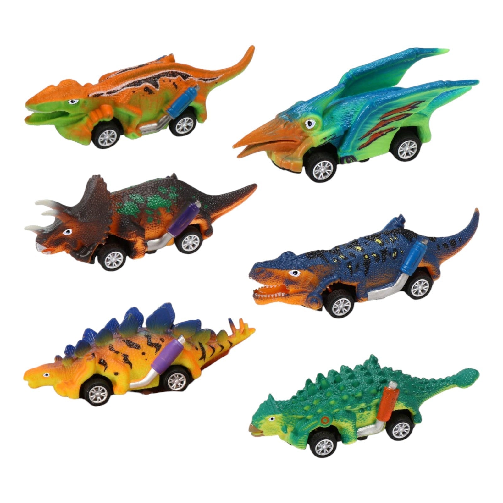 Dinosaur Pull Back Trucks 6 Pack Toy Cars for Kids Ages 3-5