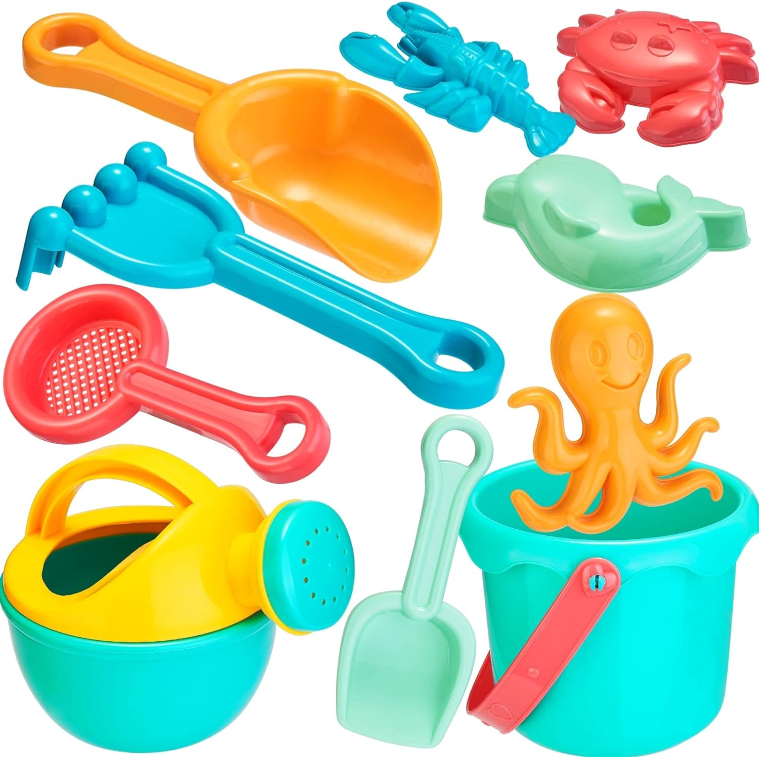 Children’s Sand Castle Toy Set, 10Pcs Beach Molds, Bucket & Tools