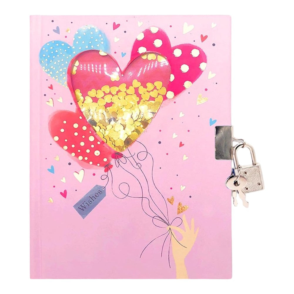 Locking Journal for Kids, Glitter Diary, Lined Notebook, 7x5 Inches