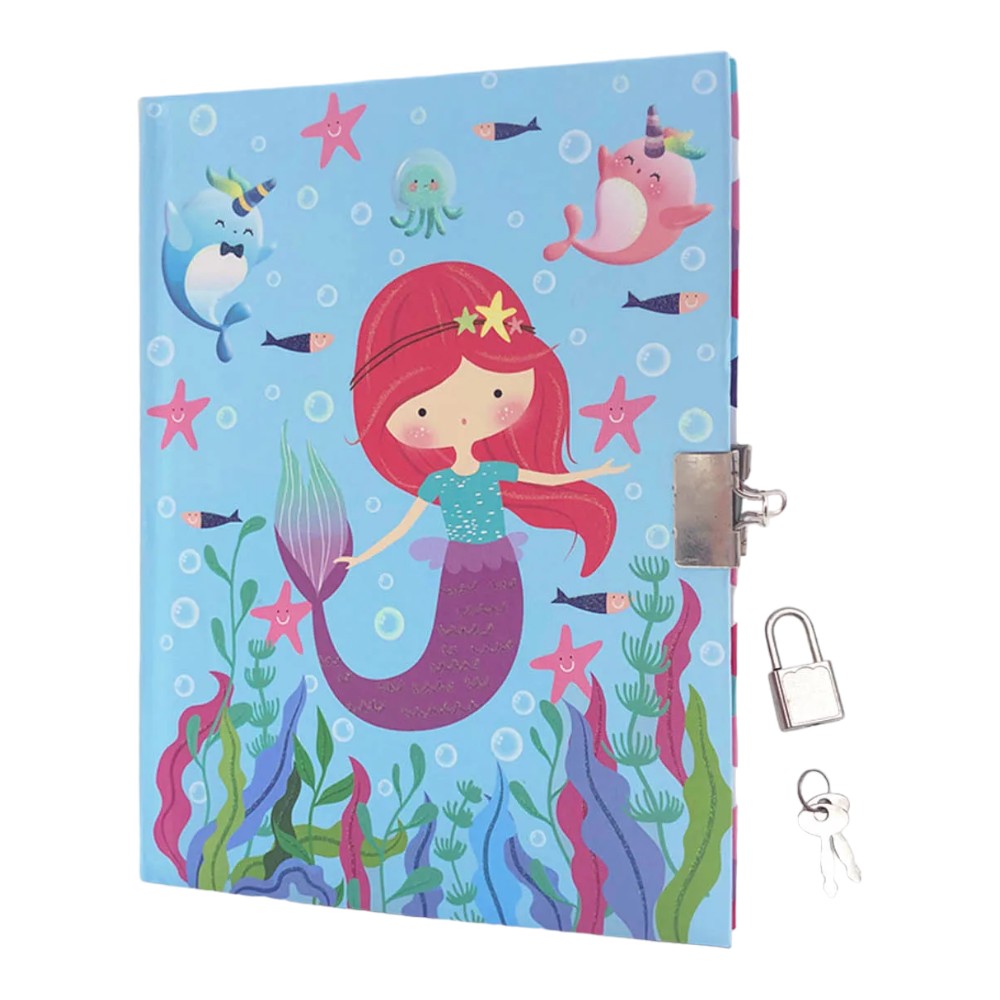 Locking Journal for Kids, Glitter Diary, Lined Notebook, 7x5 Inches