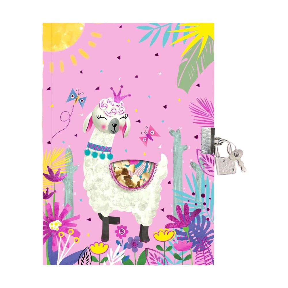 Locking Journal for Kids, Glitter Diary, Lined Notebook, 7x5 Inches