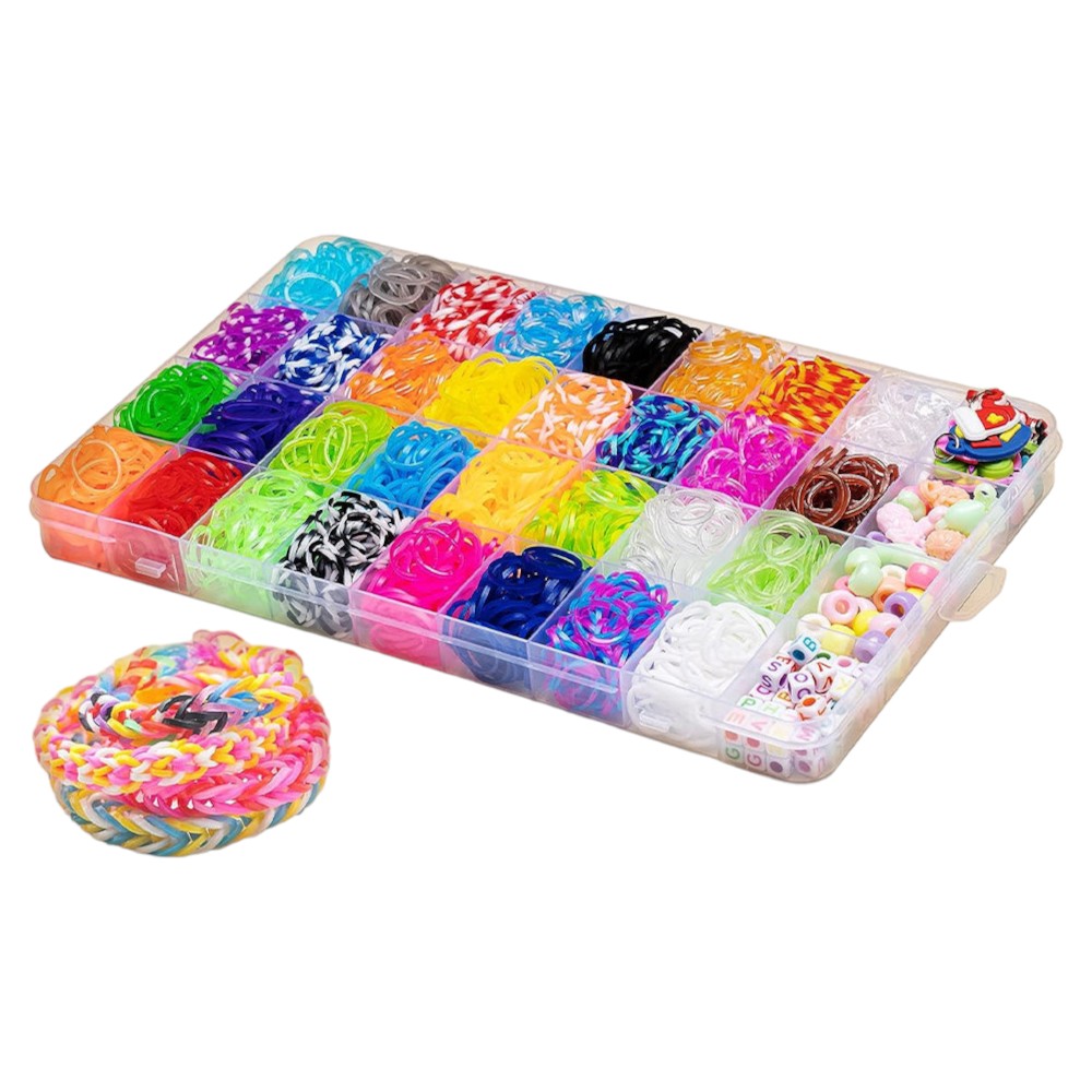 2400pcs Colorful Loom Bands Kit with Charms, Beads, Clips & Organizer