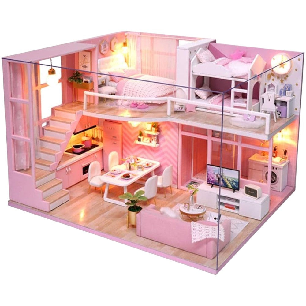 DIY Dollhouse Building Kit with Creative Room Designs & Decor