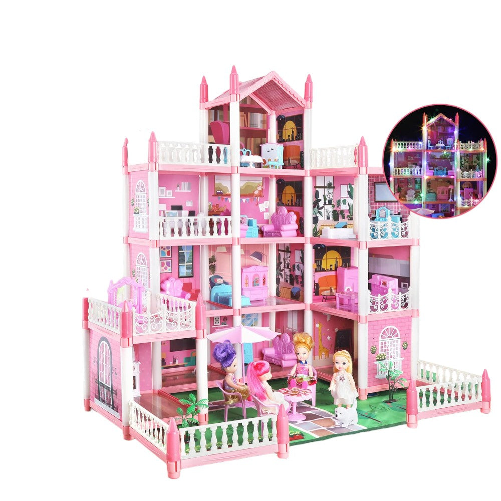 Princess Dollhouse with Lights & Furniture for Kids Playtime
