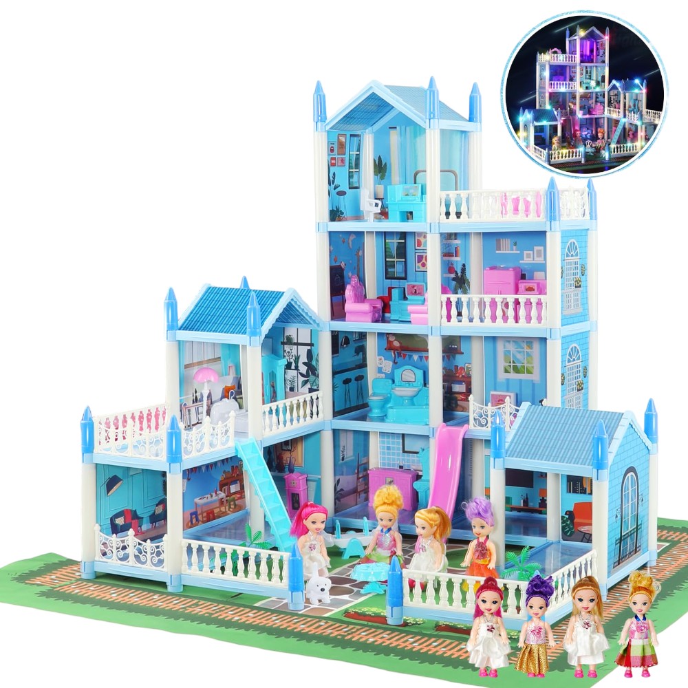 Princess Dollhouse with Lights & Furniture for Kids Playtime