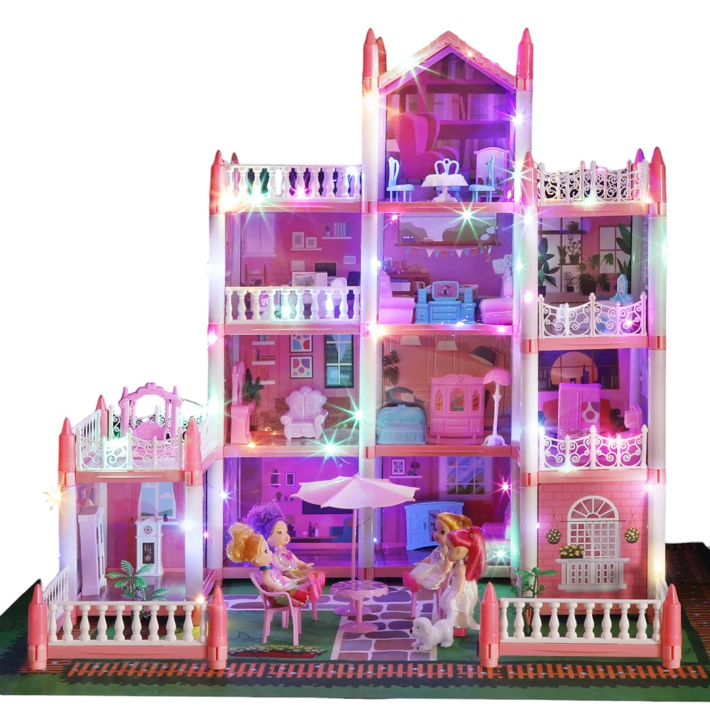 Princess Dollhouse with Lights & Furniture for Kids Playtime