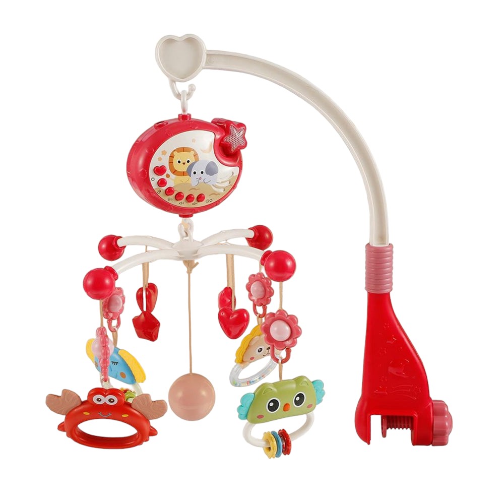 Baby Crib Mobile with 150 Songs, Projector, Night Light, Red