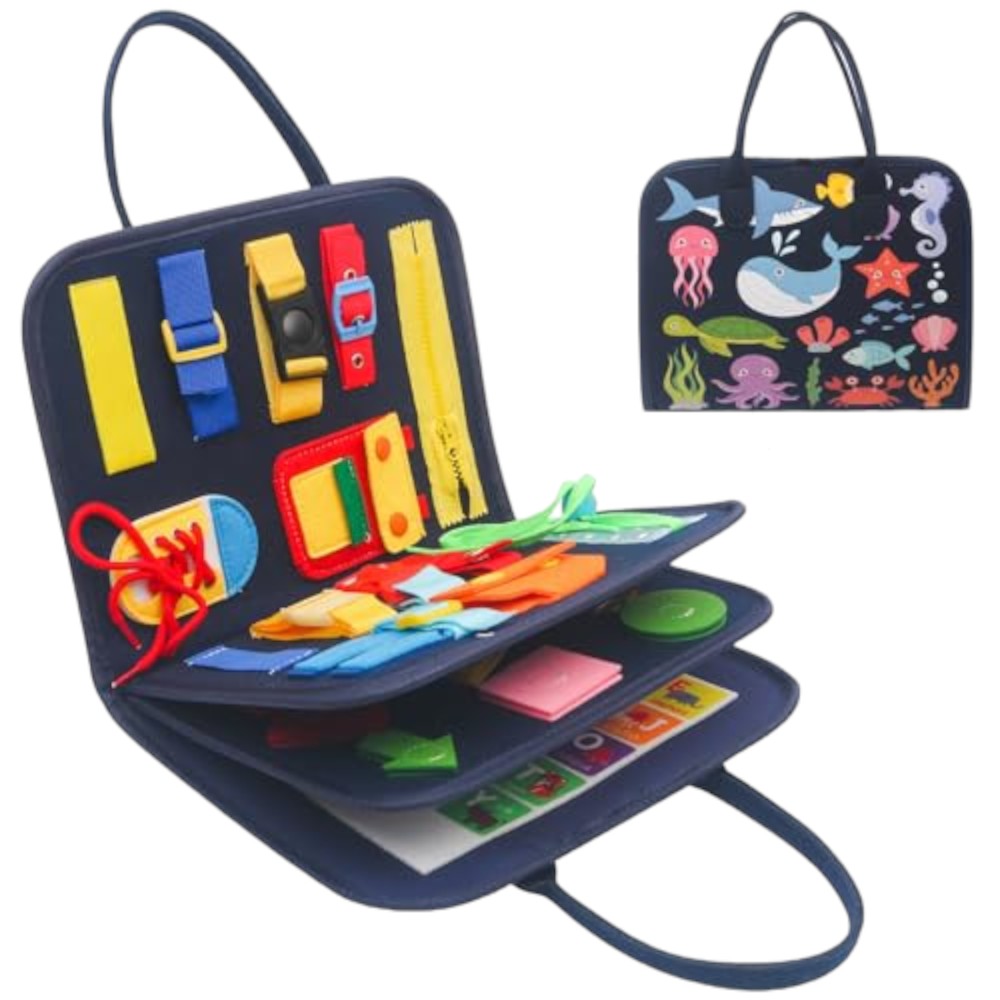 Busy Board /Backpack 4 Layers, Fine Motor Skills, Travel Toy