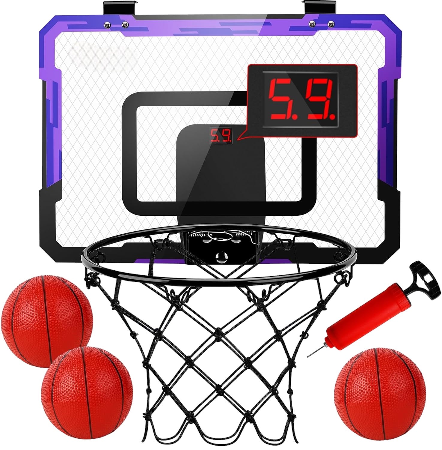 Kids’ Basketball Hoop with Electronic Scoreboard and 3 Balls