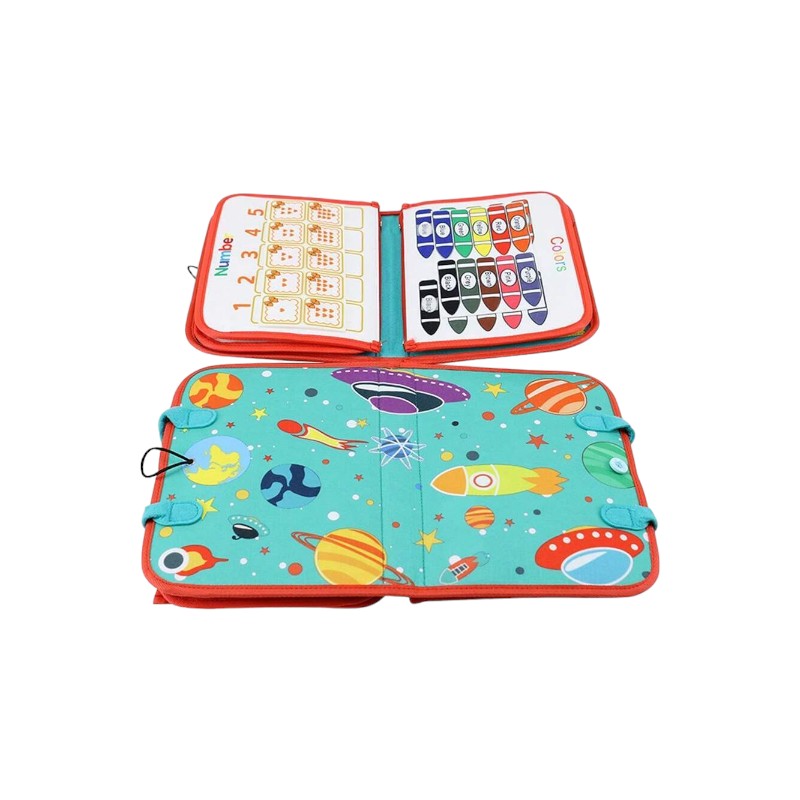 Montessori Busy Board with 5 Layers – Zippers, Buckles & Clock