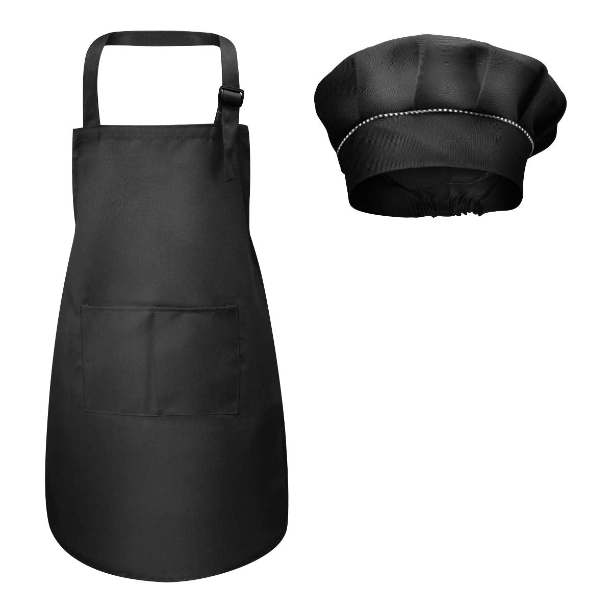 Kids Chef Apron & Hat Set with Pockets for Cooking, Baking & Crafts