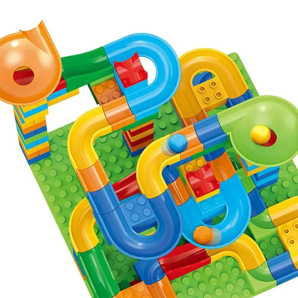 Brick Ball Run for Kids - 514-Piece Interactive Track Set