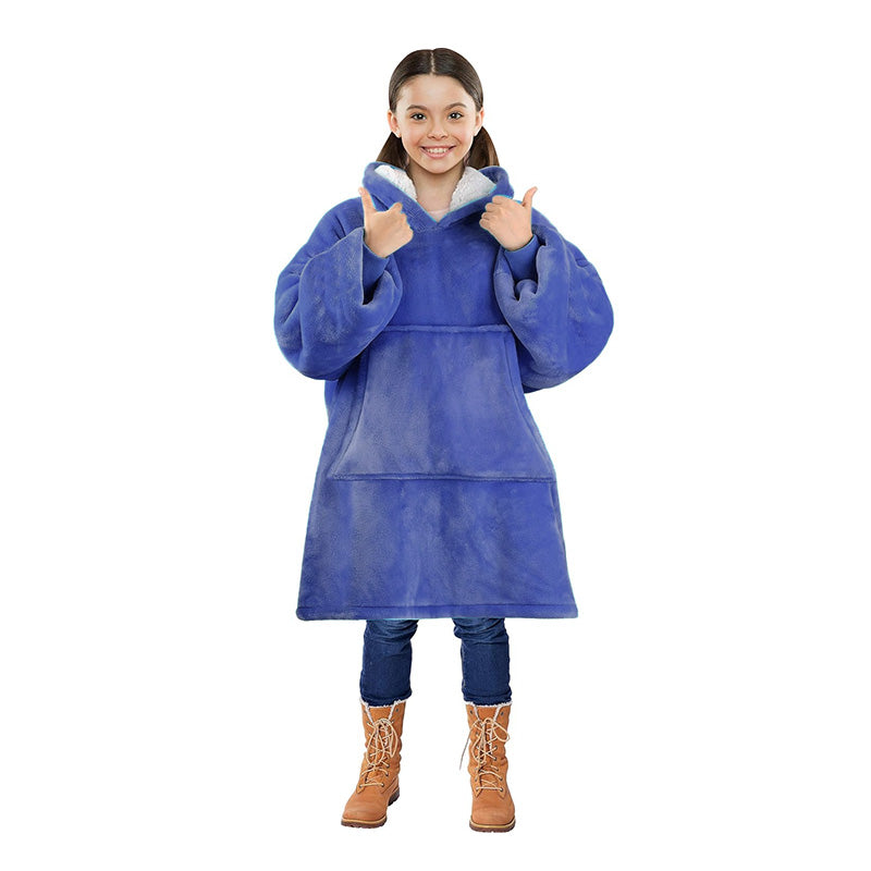 Oversized Kids Hoodie Blanket with Front Pocket, Soft Polyester