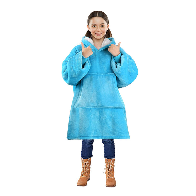 Oversized Kids Hoodie Blanket with Front Pocket, Soft Polyester