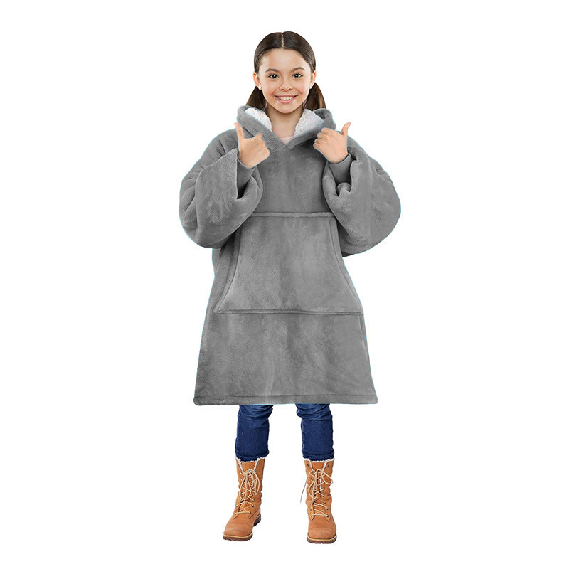 Oversized Kids Hoodie Blanket with Front Pocket, Soft Polyester
