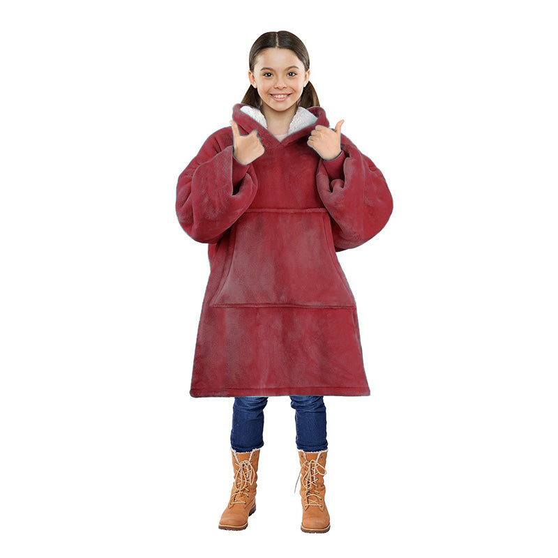 Oversized Kids Hoodie Blanket with Front Pocket, Soft Polyester