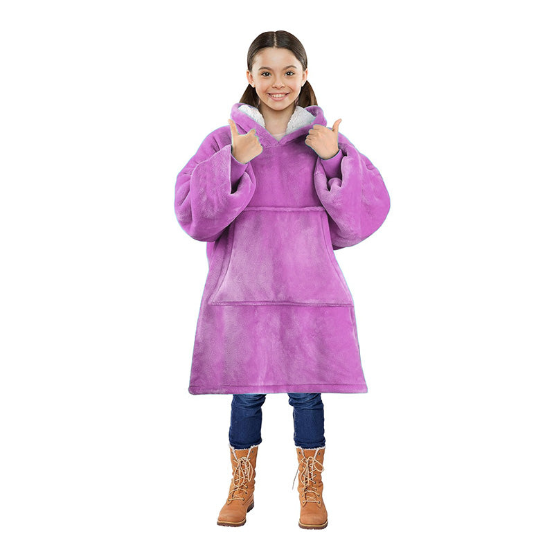 Oversized Kids Hoodie Blanket with Front Pocket, Soft Polyester