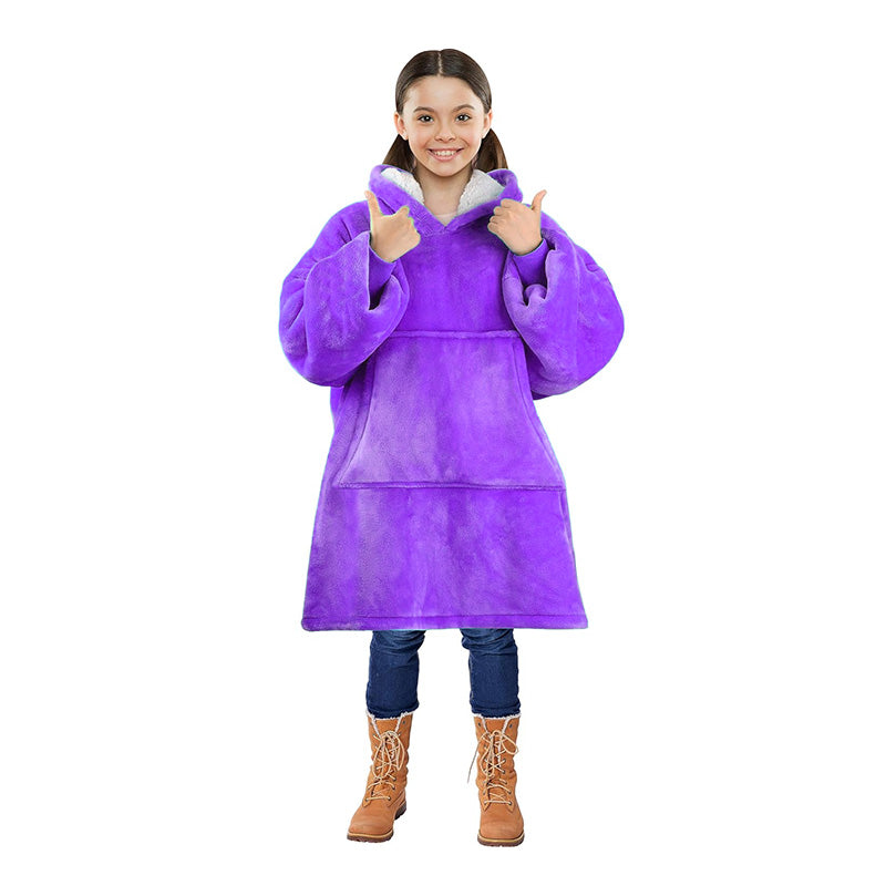 Oversized Kids Hoodie Blanket with Front Pocket, Soft Polyester