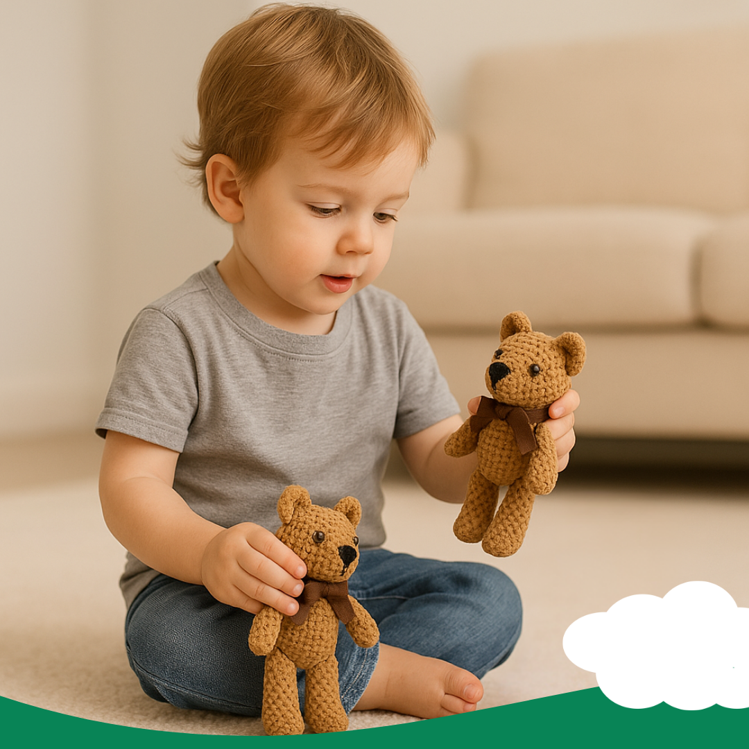 Set of 2 Handmade 100% Cotton Plush Teddy Bears – Soft Hanging Dolls