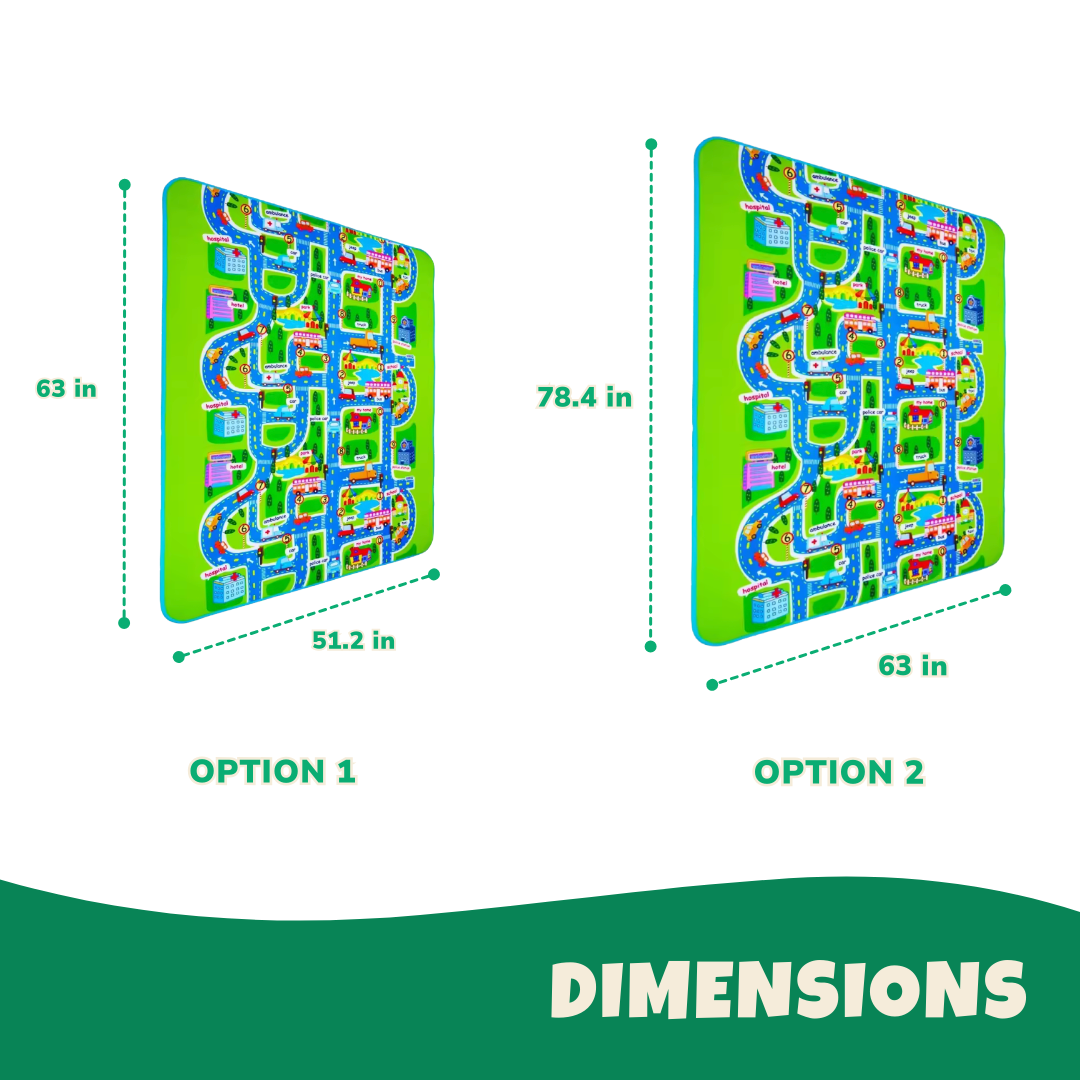 Foldable Car Play Mat for Kids with Cartoon City Map and Road System