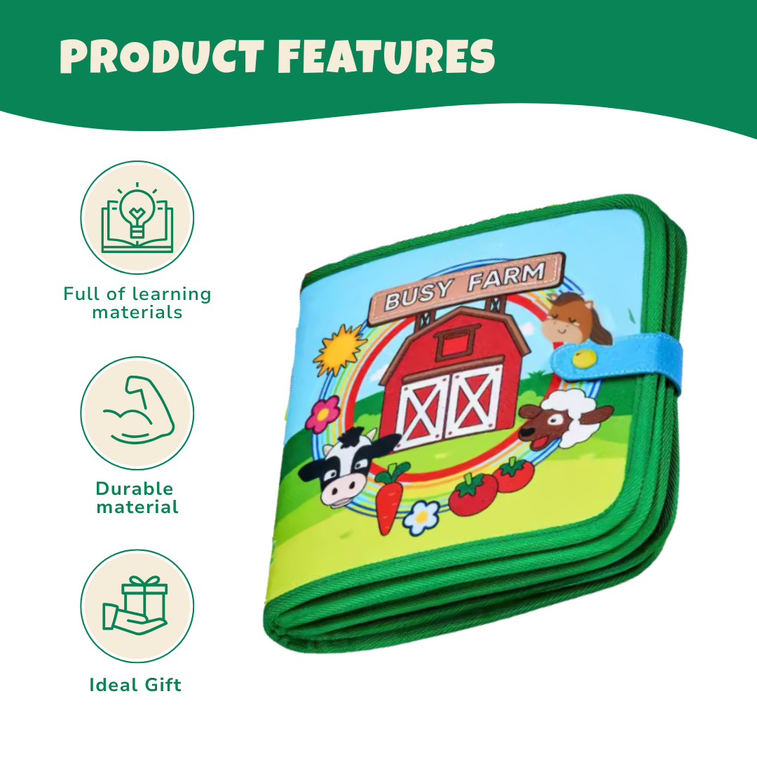 Montessori Activity Book, Removable Shapes, Pink House/Green Farm