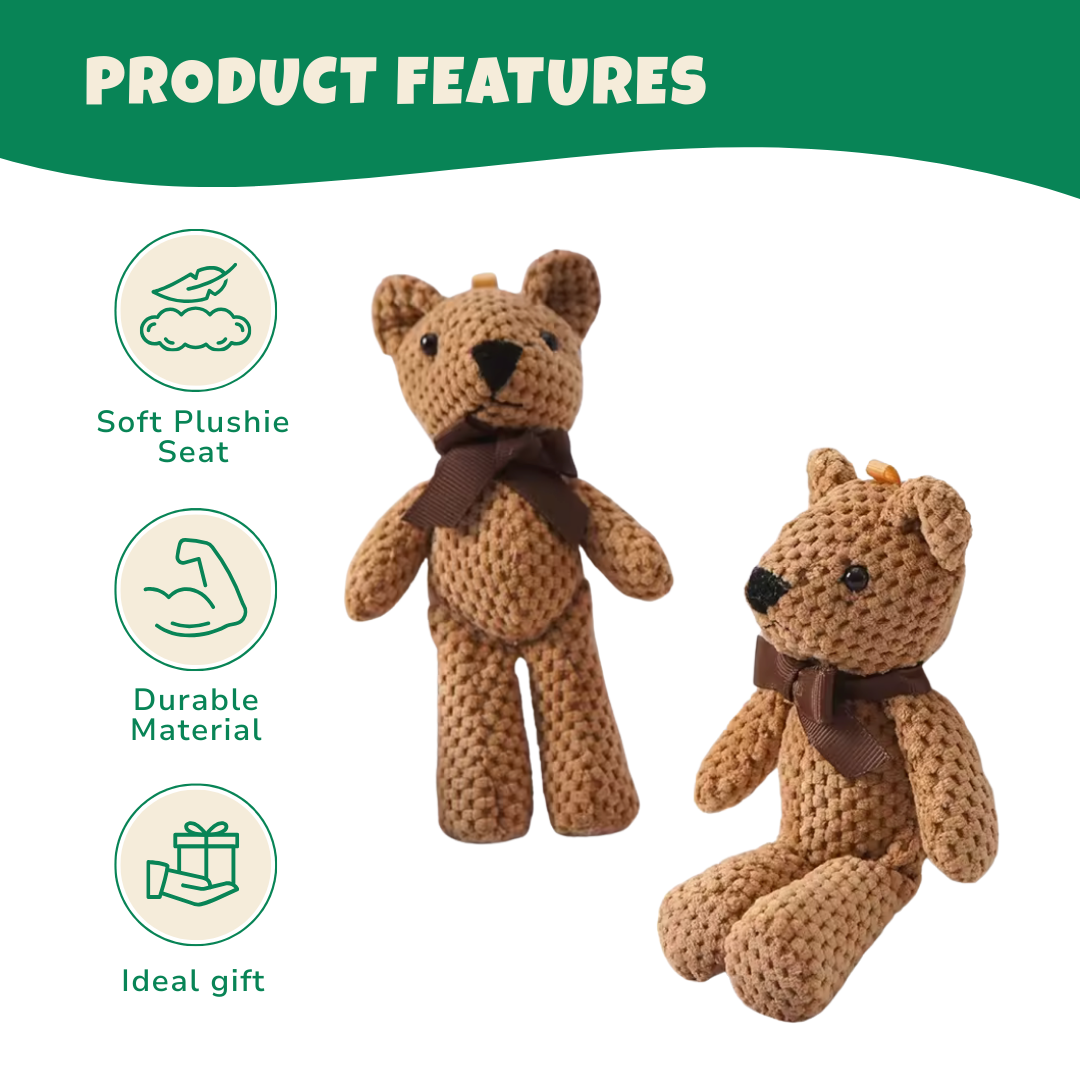 Set of 2 Handmade 100% Cotton Plush Teddy Bears – Soft Hanging Dolls