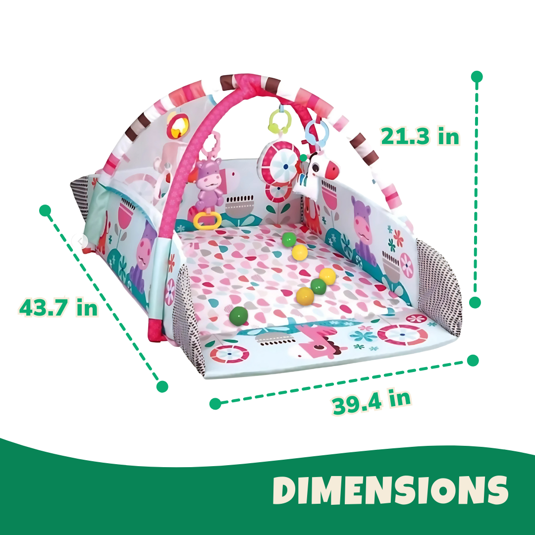 Baby Fitness Frame with Crawling Mat, Learning Play Gym with Soft Toys