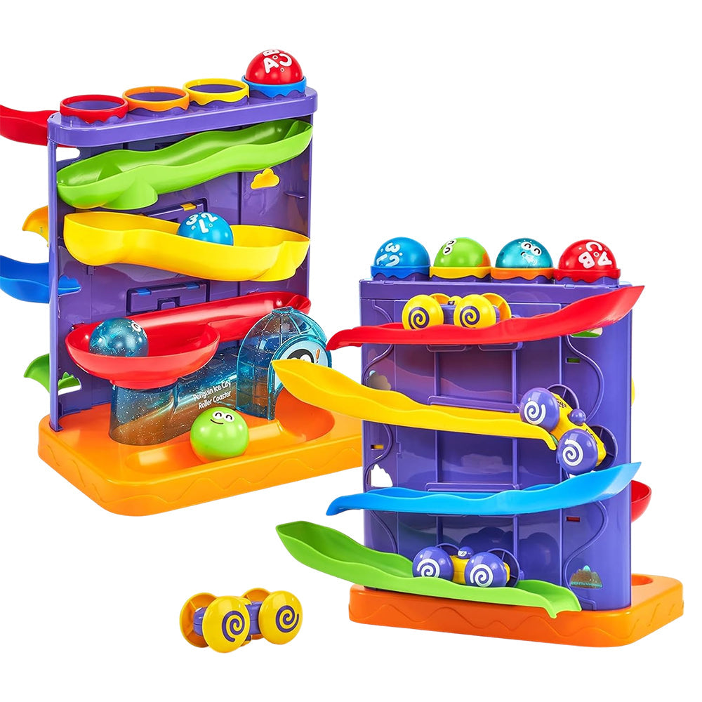 Montessori Ball Hammer Ramp Set with Mini Cars, Toddler Learning Game