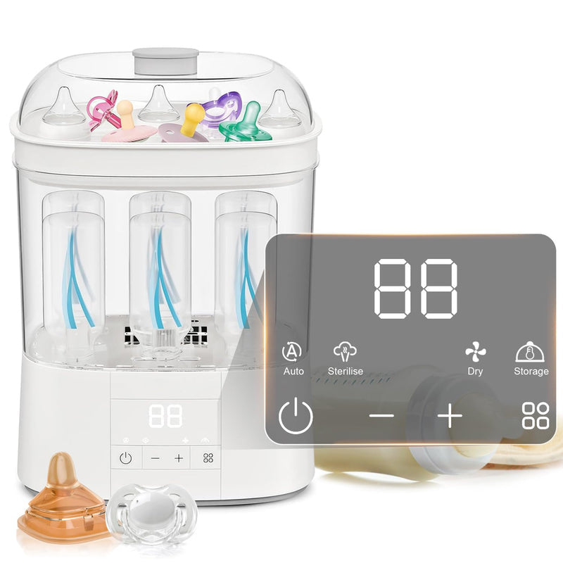 Baby Bottle Sterilizer with Drying, 48H Storage & Bottle Washer