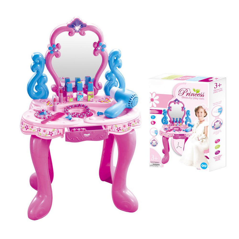 Princess Makeup Playset with Mirror and Accessories Pink & Blue