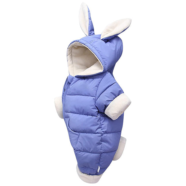 Kids Winter Hooded Romper Thick Rabbit Ear Jumpsuit