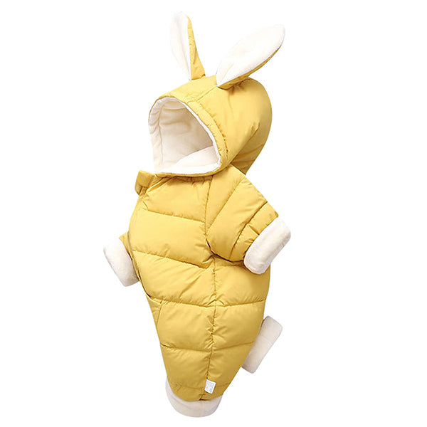 Kids Winter Hooded Romper Thick Rabbit Ear Jumpsuit