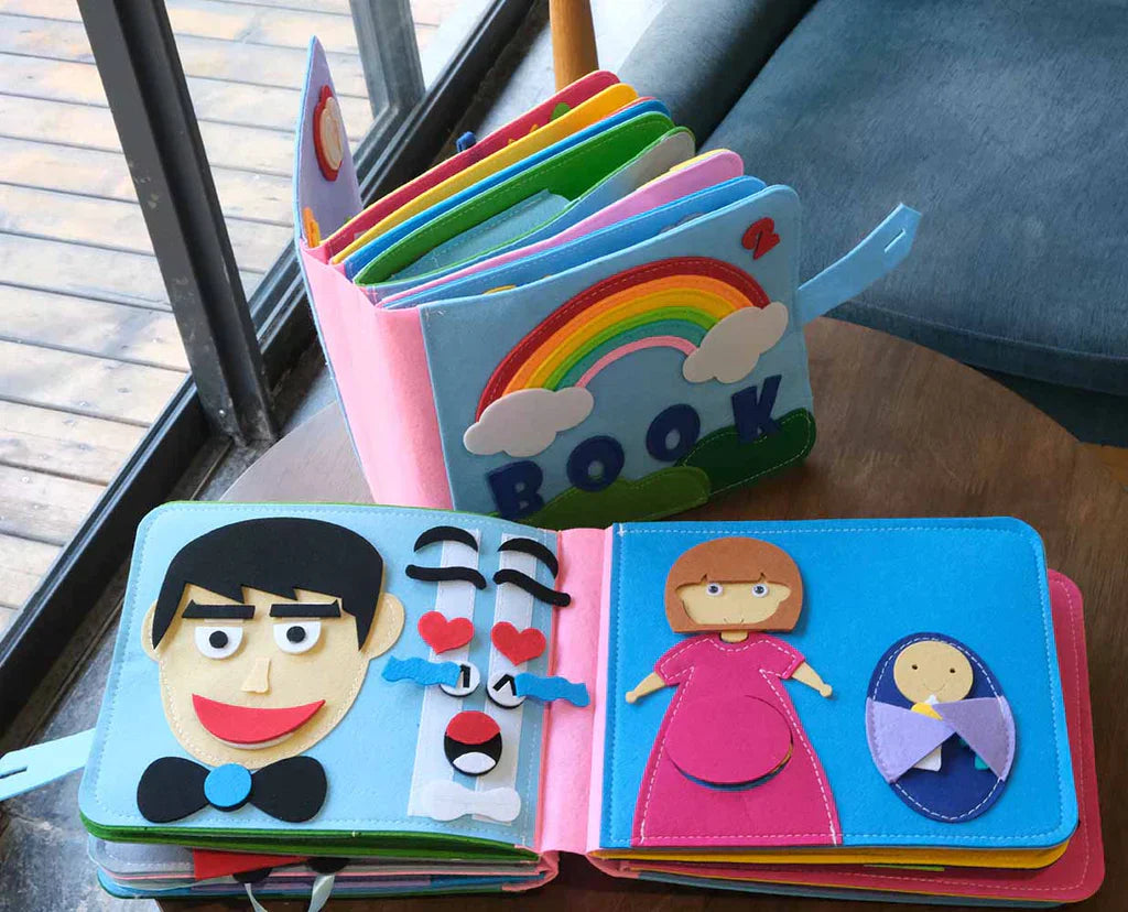 Quiet Book for Toddlers – 3D Felt Sensory Pages with Velcro Activities