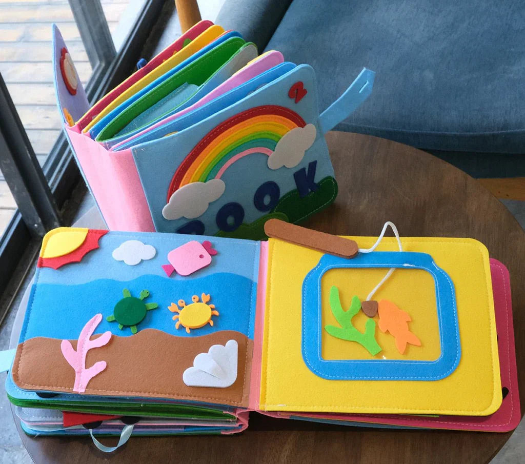 Quiet Book for Toddlers – 3D Felt Sensory Pages with Velcro Activities