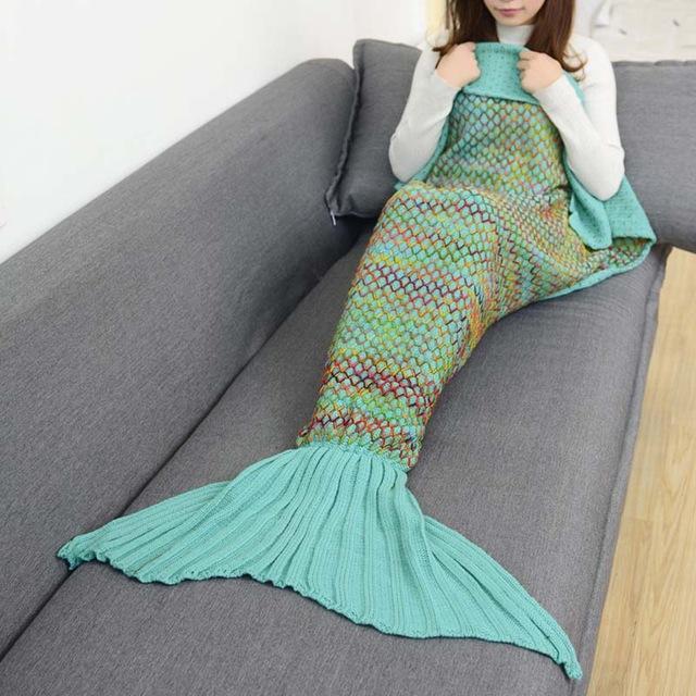 Mermaid Tail Blanket for Kids with Wiggle Room and Full Foot Coverage
