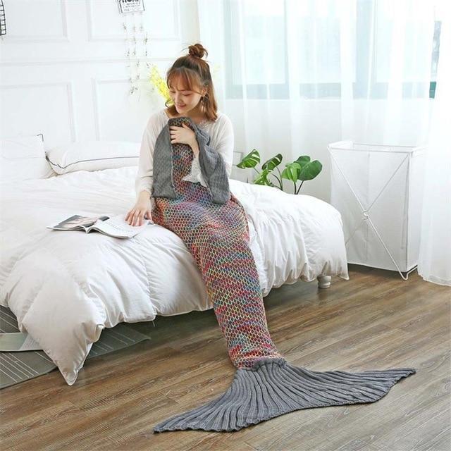 Mermaid Tail Blanket for Kids with Wiggle Room and Full Foot Coverage