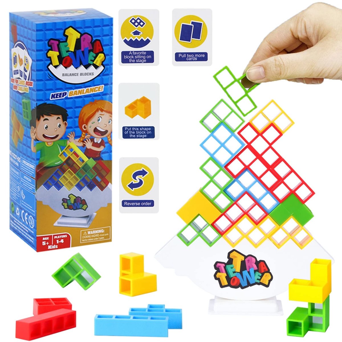 Tetra Tower Stacking Game 16 Pieces Precision Balance Challenge - Babies Mall