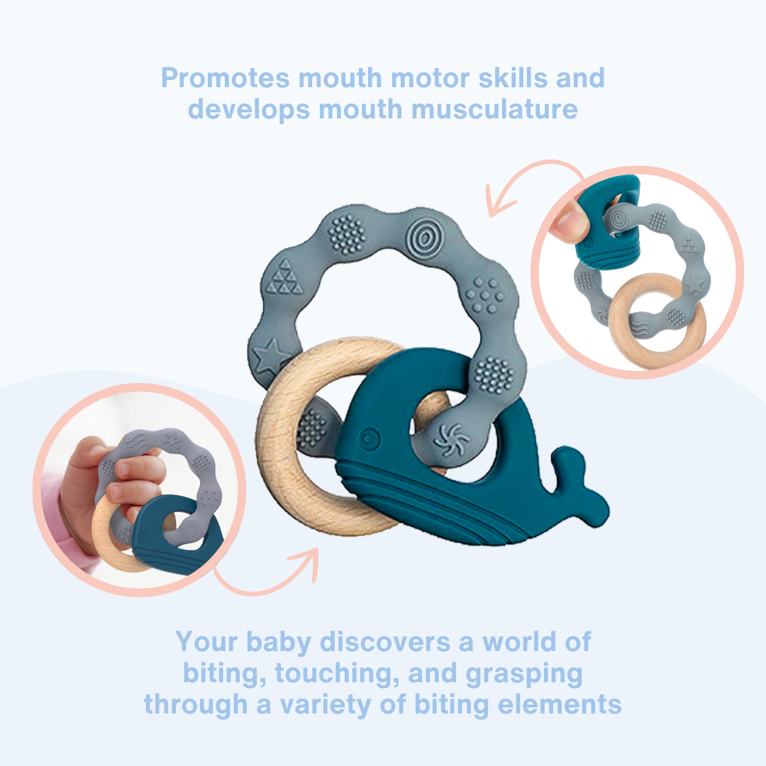 Baby Teething Ring Set Textured Silicone Toys with Pacifier for Kids